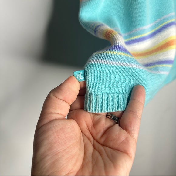 Vintage Ralph Lauren Turquoise Striped Cotton Sweater Vest Size 2XL Preppy Golf - Picture 3 of 6